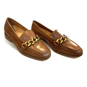 Vionic Loafers Mizelle Tan Leather Chain Link Womens 10 Square Toe Slip On Shoes